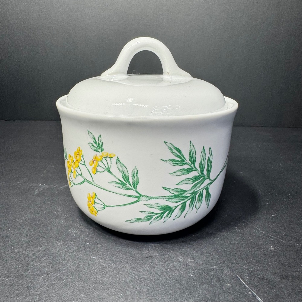 Corelle Coordinates Stoneware Sugar Bowl w/ Lid Blue Yellow Floral My Garden VTG